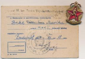 1950. "MHK I" zománcozott kitüntetés adományozó okirattal T: 2