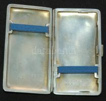 cca 1900 Virágdíszes zománcberakású ezüstözött kis cigarettatárca /
Silver plated cigarette case wit...