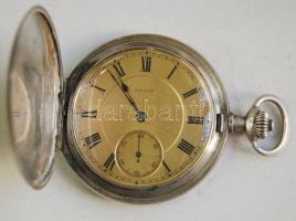 cca 1900 Különlegesen vékony, duplafedelű, ezüst (Ag) Seeland zsebóra svájci 800-as tisztaságjelzéssel, német hold-korona jelzéssel és az Osztrák-Magyar Monarchia behozatali jegyével ellátva. Kiválóan működik / Seeland Swiss extra thin silver pocket watch with double case, and Swiss, German and Austro-Hungarian hallmarks. Works perfectly, br: 75,5gr