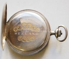 cca 1900 Különlegesen vékony, duplafedelű, ezüst (Ag) Seeland zsebóra svájci 800-as tisztaságjelzéss...