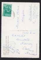 1969 Lakat Károly, Juhász István és Cserna Nándor FTC labdarúgók aláírása svájci képeslapon