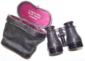 cca 1900 G. Wanke Nachfolger osztrák távcső eredeti bőrtokjában, hibátlan állapotban / Vintage Austrian binoculars with original leather case, in flawless condition