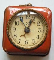 cca 1930 Mechanikus festett réz csörgőóra, tisztított, tökéletesen működik /
Vintage brass alarm clo...