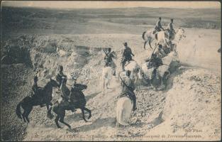 African army, crossing the steep terrain