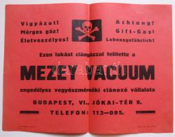 cca 1930 A Mezey Vacuum ciánozó vállalat figyelmeztető plakátja