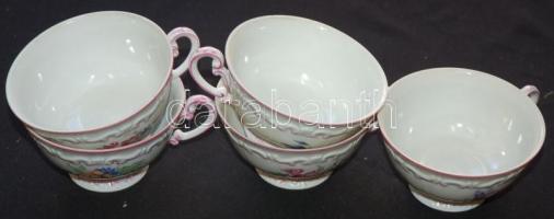 Háború előtti, virág-mintás Zsolnay kávéskészlet egy csésze kivételével komplett