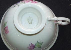 Háború előtti, virág-mintás Zsolnay kávéskészlet egy csésze kivételével komplett