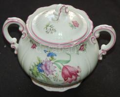 Háború előtti, virág-mintás Zsolnay kávéskészlet egy csésze kivételével komplett