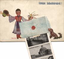 Székesfehérvár, folklór, strand, Zichy liget, Szabó udvar, Püspöki palota, leporello, s: Klaudinyi (fa)