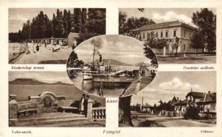 Fonyód Sándortelepi strand, Valkó emlékmű, Drechsler szálloda, Kikötő (EK)