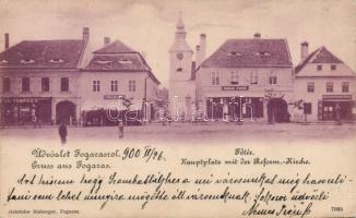 Fogaras main square, shops