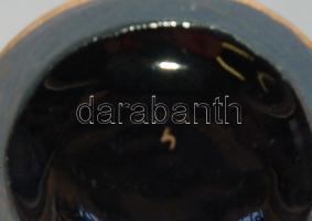 Aranyozott, fekete mázas komplett porcelán likőrös készlet (6db pohár és kiöntő) /
Porcelain liqueur...