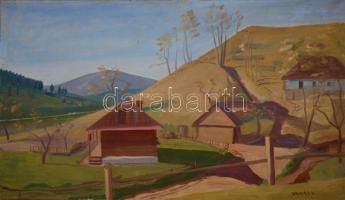 Vadász jelzéssel: Városszél. Olaj, vászon 60x90 cm