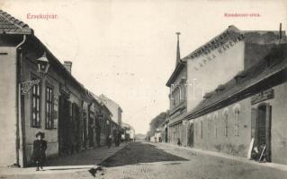 Érsekújvár Komárom street with Café Lapka and the shop of József Reichfeld