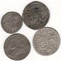 Ausztria 1690. 1Kr T:2, 1694. 3Kr T:3+, 1703. 3Kr T:2+, 1717. 3Kr T:3/4 ezüst