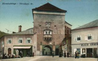 Körmöcbánya city gate with the shop of Ármin Klein