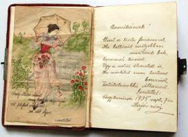 1935 Emlékkönyv kapcsos borítóval és néhány rajzzal