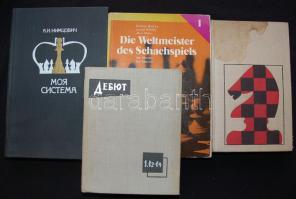 4 db külföldi sakkönyv: 2 orosz, 1 svéd, 1 német / Russian, Swedish, German books about chess