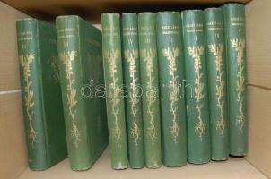 Franklin társulat könyvtára: Gyulai Pál, Arany László, Bajza József, Garay János munkái 9 kötet egységes aranyozott egészvászon kötésben