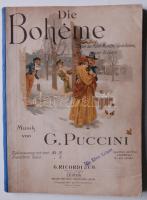 Giacomo Puccini: Die Boheme / La boheme, kotta zongorára. Leipzig, 1897, G. Ricordi & Co. A borítón litográfia illusztráció