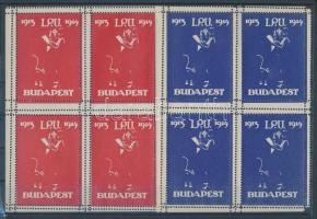 1913-1914 IPU levélzáró négyestömb kék és piros színben