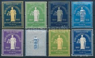 1957 Országos Bírói és Ügyészi Egyesület dombornyomott levélzáró sorozat 8 klf színben