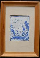 Reymeyer Dóra jelzéssel: Holdfényes táj, tűzzománc keretben 20x29cm