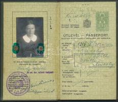 1938 Keményfedeles magyar útlevél sok bejegyzéssel / Hungarian passport