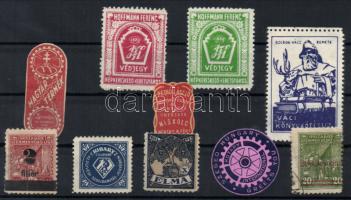 1913-1930 10 db klf levélzáró és termékvédjegy