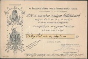 1896 Részvételi jegy az Ezredéves Kiállítás ünnepélyes megnyitójára, helyszínrajzzal és programmal (félbehajtva) / Entry ticket of the ceremonial opening of the Millenium Fair (folded)