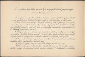 1896 Részvételi jegy az Ezredéves Kiállítás ünnepélyes megnyitójára, helyszínrajzzal és programmal (...