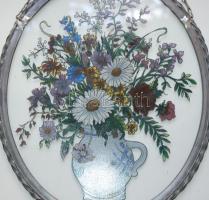 Ablakba akasztható ólomkeretes festett üveg kép /
Painted glass window decoration in lead frame 28x2...