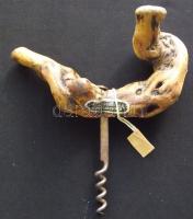 Francia, szőlőgyökérből készült dugóhúzó / Grape root corkscrew from France 15x16cm