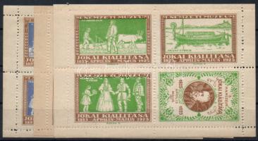 1925 Jókai Mór kiállítás levélzáró kisív 3 klf színben