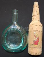 2db üveg: egy parafával borított és egy hamutartós (repededt) 30cm, 23cm