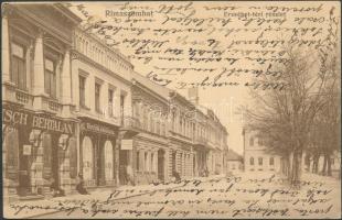 Rimaszombat Erzsébet square with the furniture shop of Jakab Pick