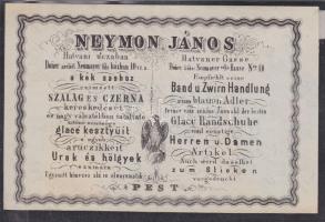 1870 Budapest V. Neymon János Kék sashoz textilkereskedés reklámos számla / Textile-trader invoice