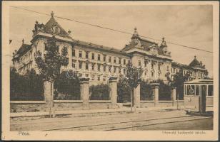 Pécs Honvéd hadapród iskola, villamos, Divald & Monostory