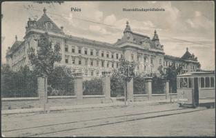 Pécs Honvéd hadapród iskola, villamos, Divald & Monostory (EK)