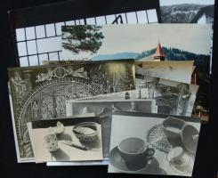 cca 1970-1990 22db-os fotó tétel csendéletekkel, művészeti és városképekkel, tájképekkel és portrékkal, klf méretben