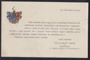 1930 Földváry és Feisztlhammer szövetárú reklámkártya
