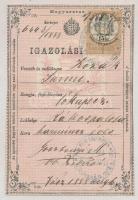 1888 Igazolási jegy lókupec részére / Id