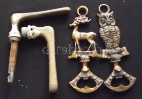 2db díszes réz sörnyitó és 2db réz kilincs