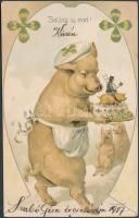 New Year pig litho