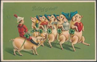 New Year pig, bizarre litho
