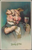 New Year pig, bizarre litho