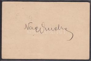 Nagy Endre (1877-1938) író, kabarészerző aláírása levelezőlapon