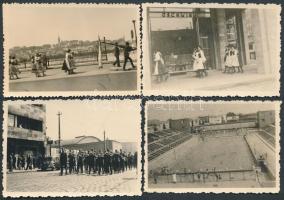 cca 1940 Mozgalmas budapesti életképek kocsmával, focipályával, telefonfülkével 6x9cm (összesen 8db)