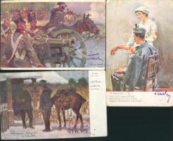 3 db I. világháborús katonai lap, s: W. Kossak, H. Setkawicz