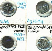 1387-1437 (1387-1427) Parvus Ag "Zsigmond" (4x) (0,17g/0,22g/0,24g/0,25g) T:2- Huszár 580.,Unger I.: 451.